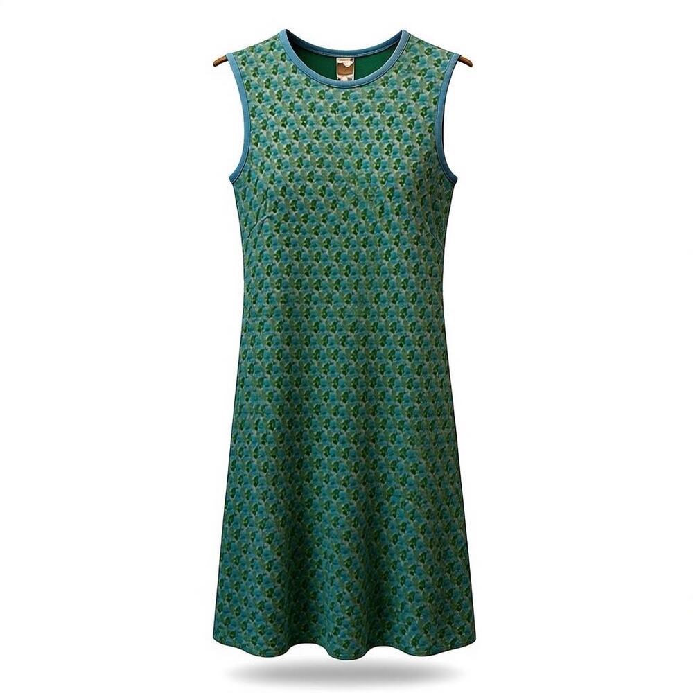 Sleeveless Green Patterned Midi Dress - Unbranded